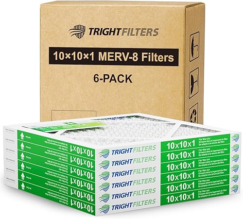 6 filtros de aire de 10x10x1, filtros plisados MERV 8 duraderos para hogar HVAC AC, filtros de aire acondicionado compactos y livianos de reemplazo