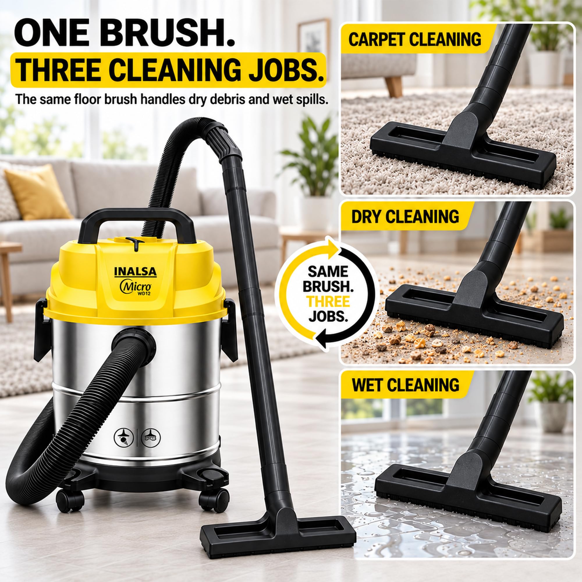 Inalsa Wet & Dry Vacuum - Powerful Cleaning! -5
