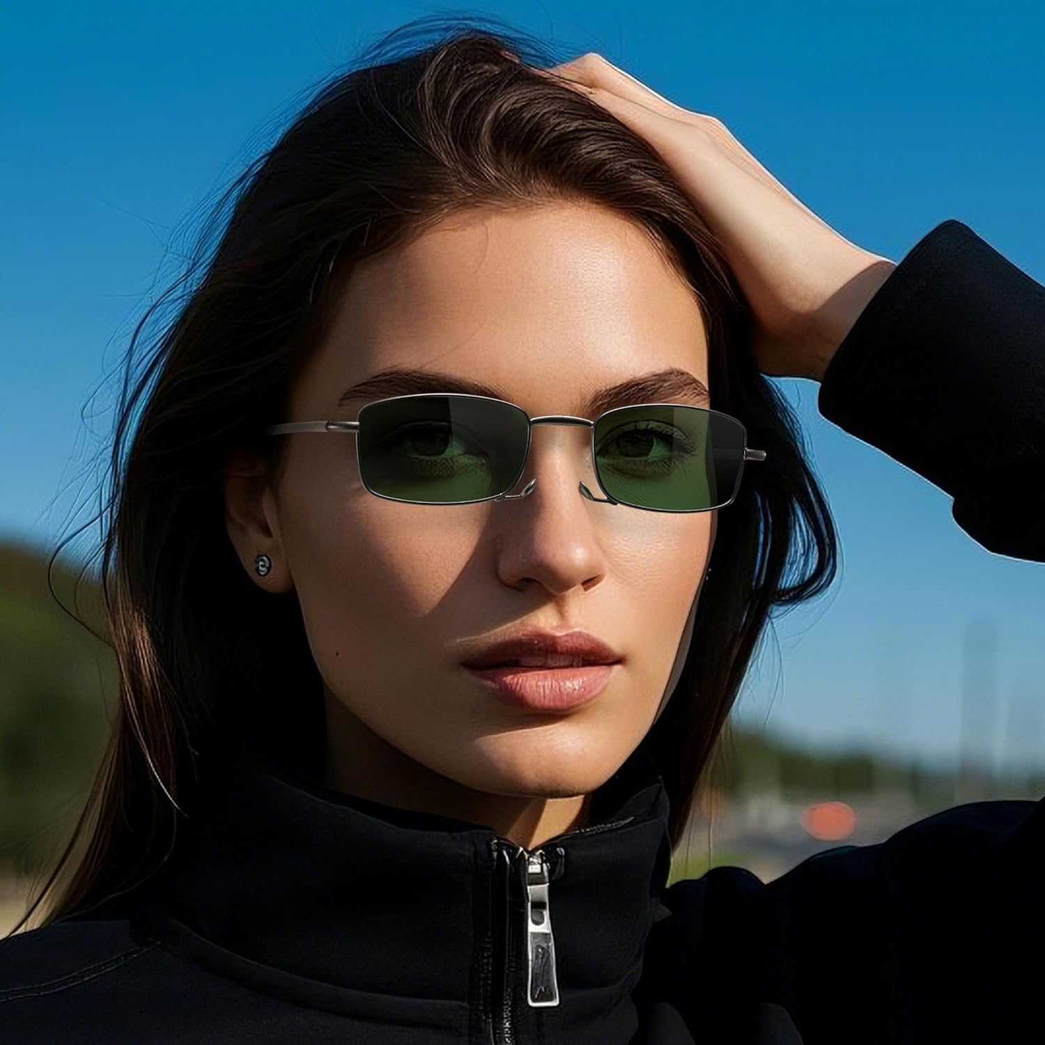 VEQINIKA Sunglasses for Men Women Polarized Folding Sunglasses with Case Spring Hinge UV Blocking Foldable Sunglasses - Image 2