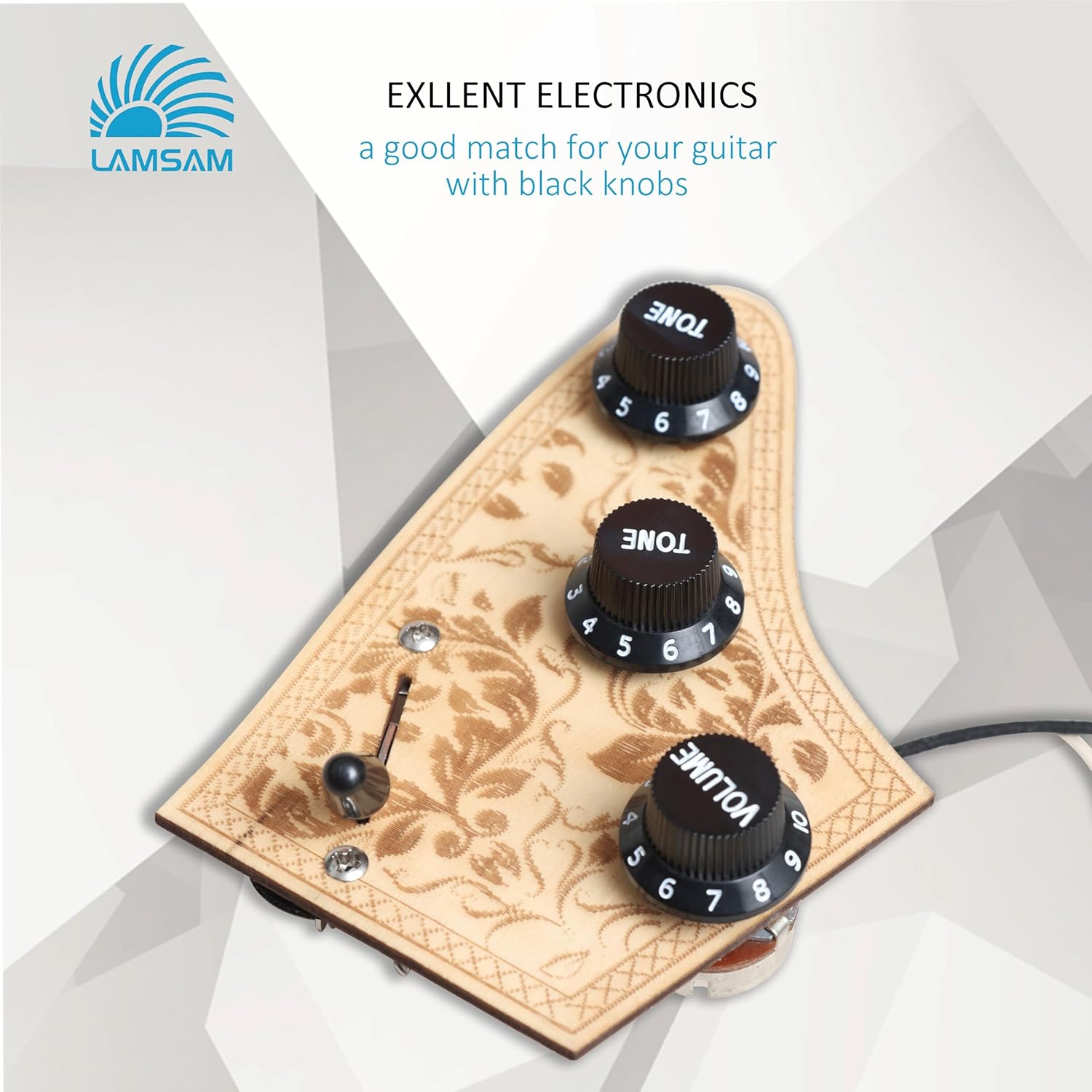 Prewired 𝗪𝗶𝗿𝗶𝗻𝗴 𝗛𝗮𝗿𝗻𝗲𝘀𝘀 for Electric Guitar with Triple Single Coil Pickups, Pre-soldered Wiring Kit Included Smooth 5-way Blade Switch 2 Tone 1 Volume Pots Orange Capacitor, Black