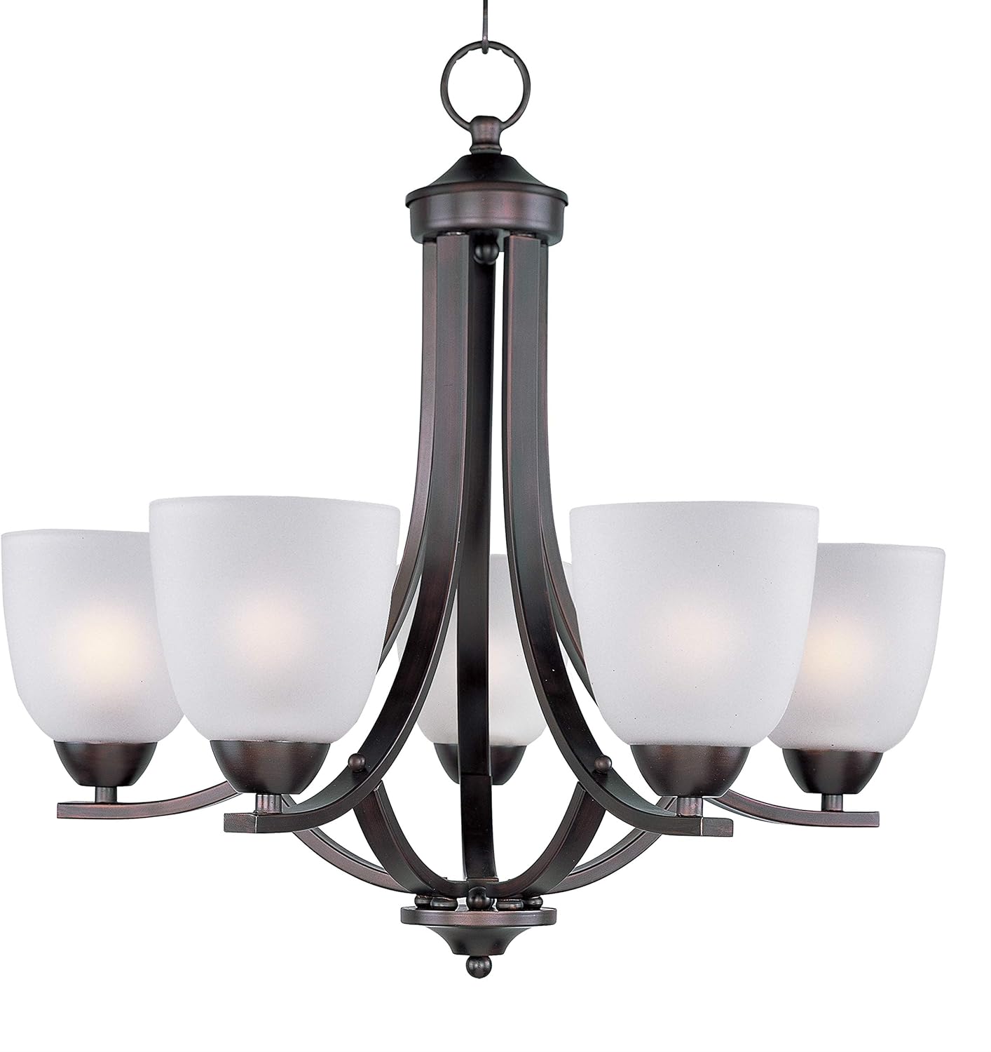 Maxim 11225FTOI I Axis Collection 21 Inch Five-Light Chandelier I Oil-Rubbed Bronze Finish I Frosted Glass I Traditional Style Light Fixture I LED Compatible I Adjustable Height I