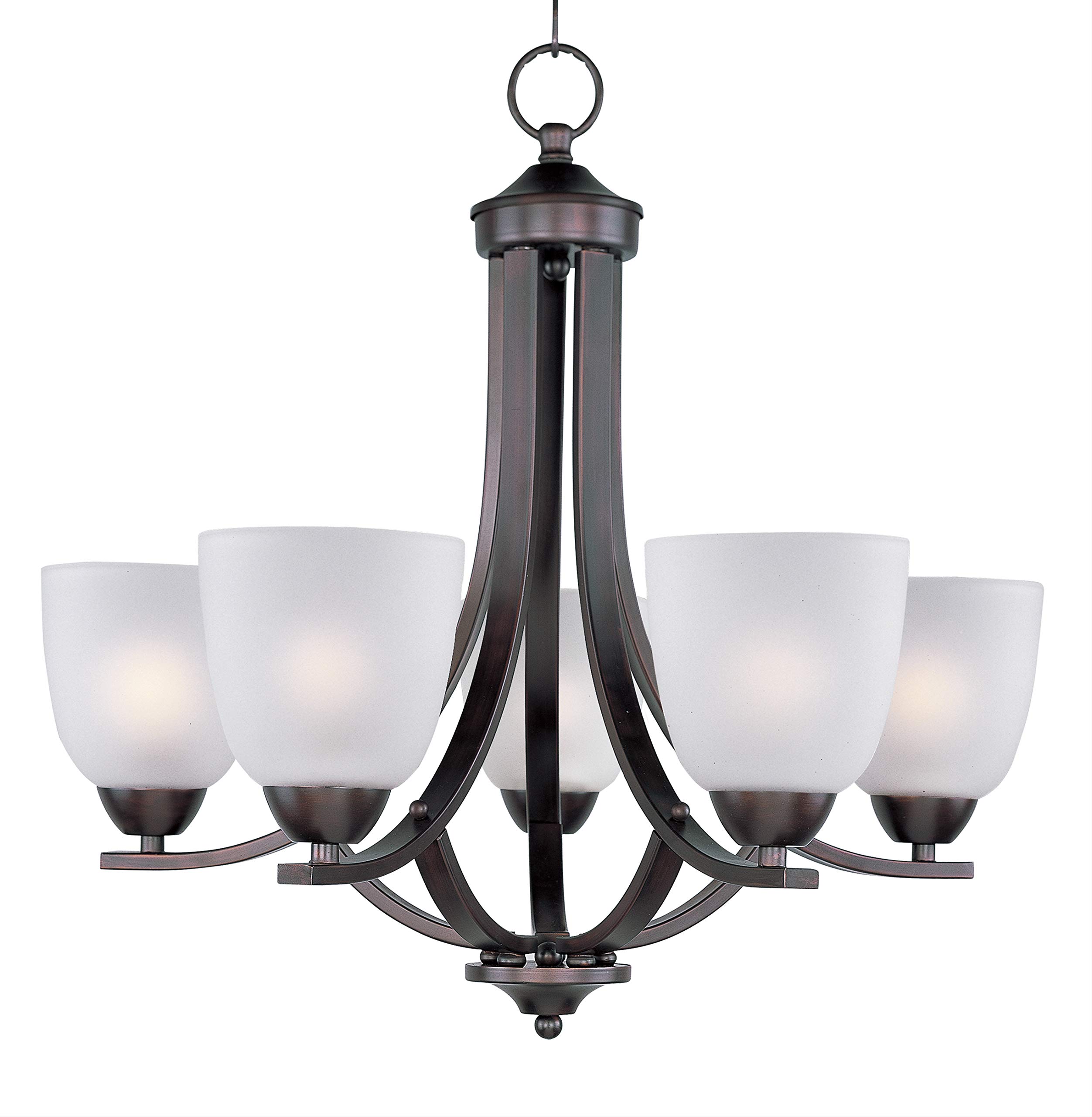 11225FTOI I Axis Collection 21 Inch Five-Light Chandelier I Oil-Rubbed Bronze Finish I Frosted Glass I Traditional Style Light Fixture I LED Compatible I Adjustable Height I