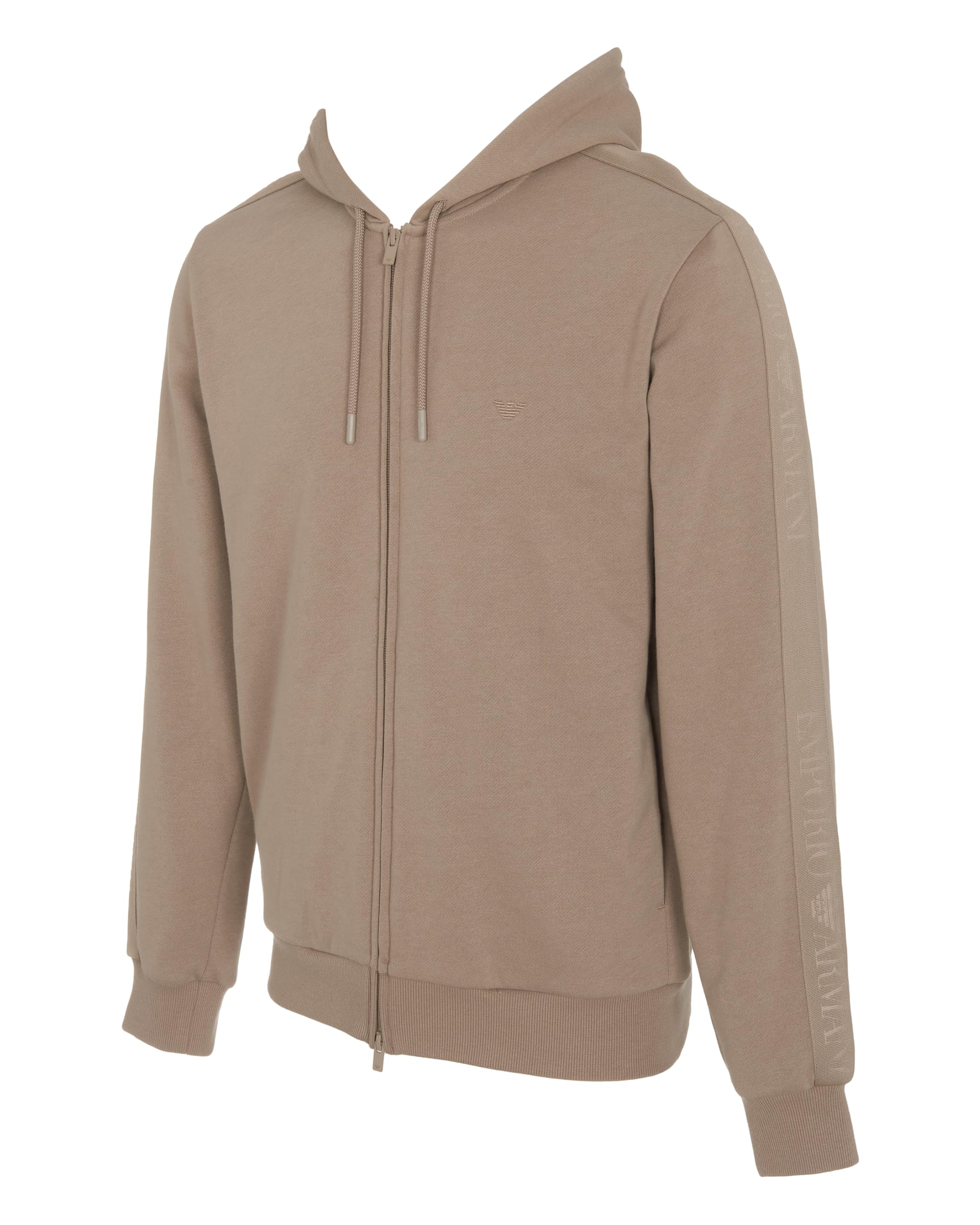 Emporio Armani MAN'S BASIC TERRY HOODIED FULL ZIP SWEATSHIRT BROWN M