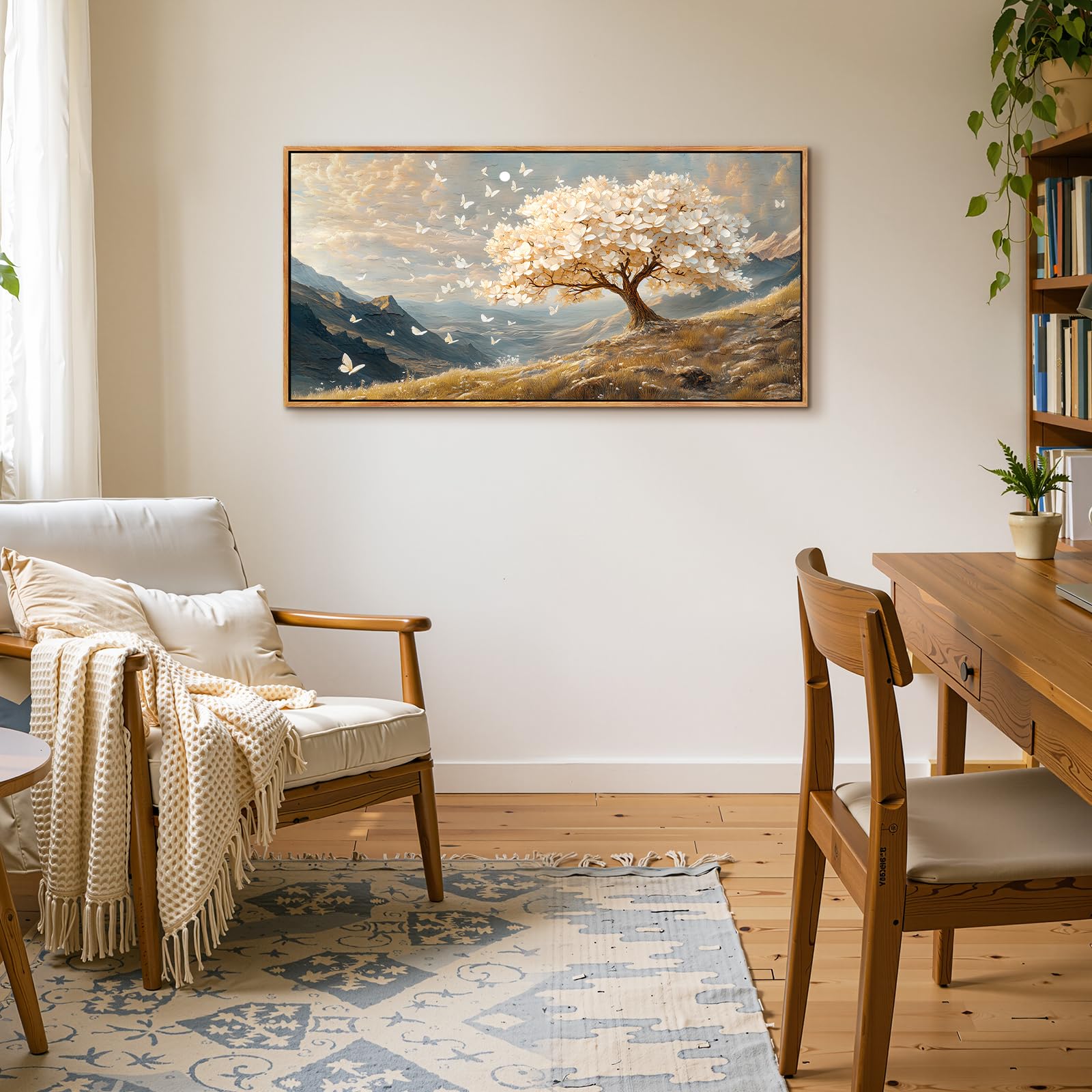 SERIMINO Bilder mit Rahmen Baum des Lebens Gemälde Wohnzimmer 50x100 cm