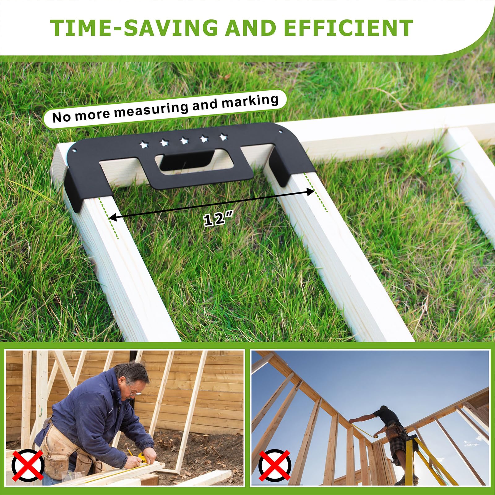 12in Framing Stud Layout Tool, Aluminum Wall Stud Framing Spacing Tool Precision Measurement Jig Tool For Quick Making Framing Wall Roofs Floors Ladders - View #8