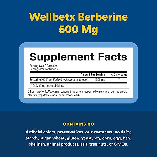 Miniatura 4 de Natural Factors WellBetX Berberine - Suplemento diario que apoya la salud metabólica - Fórmula apoya el corazón saludable - Sin gluten y vegano - 60