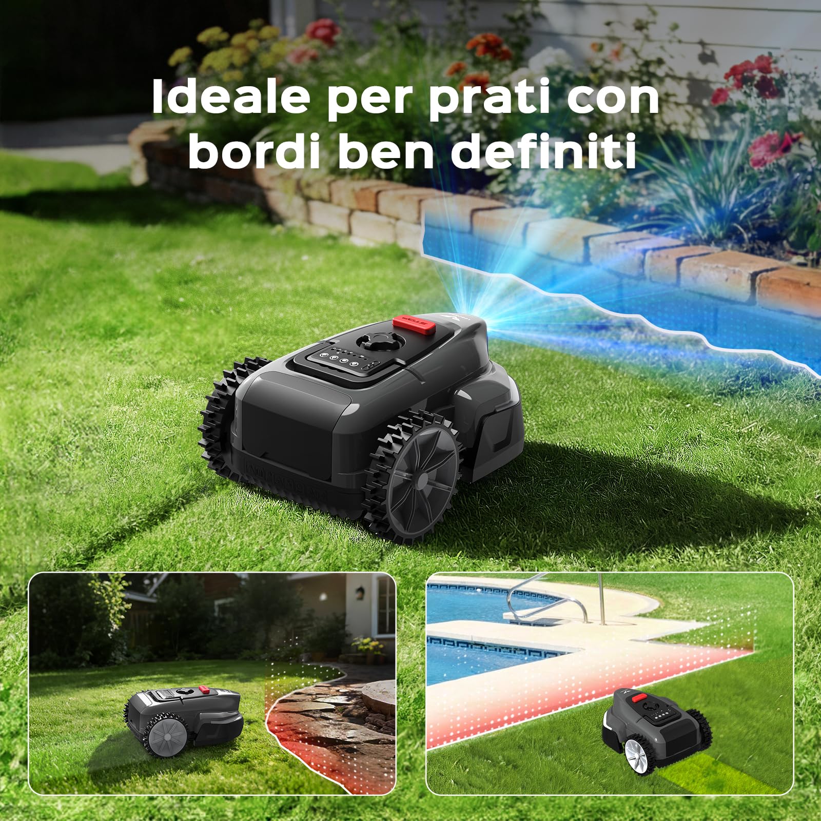V3 robot cortacésped, con navegación visual, detección de 150+ obstáculos, control por app, 50 dB, con modo espiral y sensor de lluvia, cortacésped automático para jardines pequeños y medianos