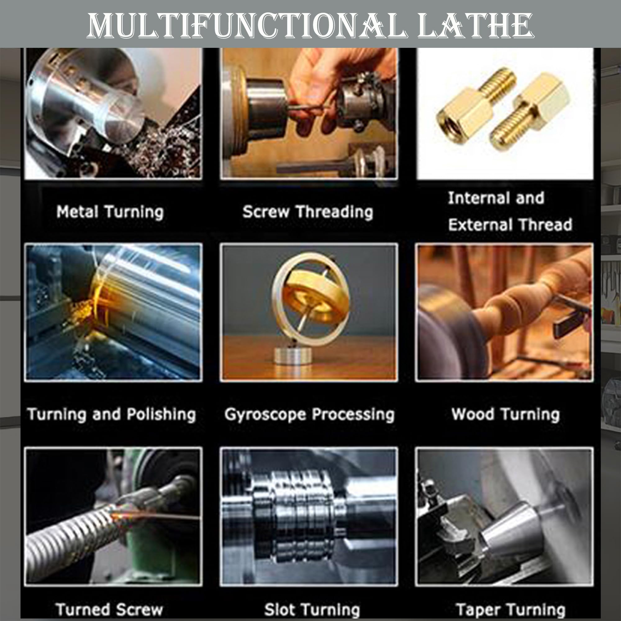 TECHTONGDA Metal Lathe 8X16” Precision Electronic Leadscrew Gearless Bench Lathe Automatic Switch Thread between Metric and Inch 1100W Brushless Motor DIY Mini Lathe