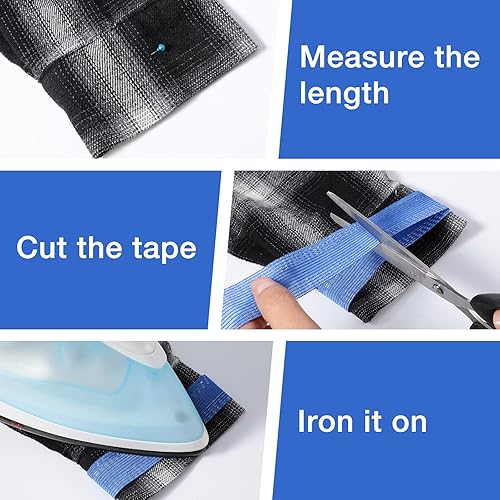 Miniatura 4 de 5 cintas de dobladillo para pantalones de 1 pulgada y 5.5 yardas, sin costura, cinta adhesiva para planchar en el dobladillo de los pantalones,