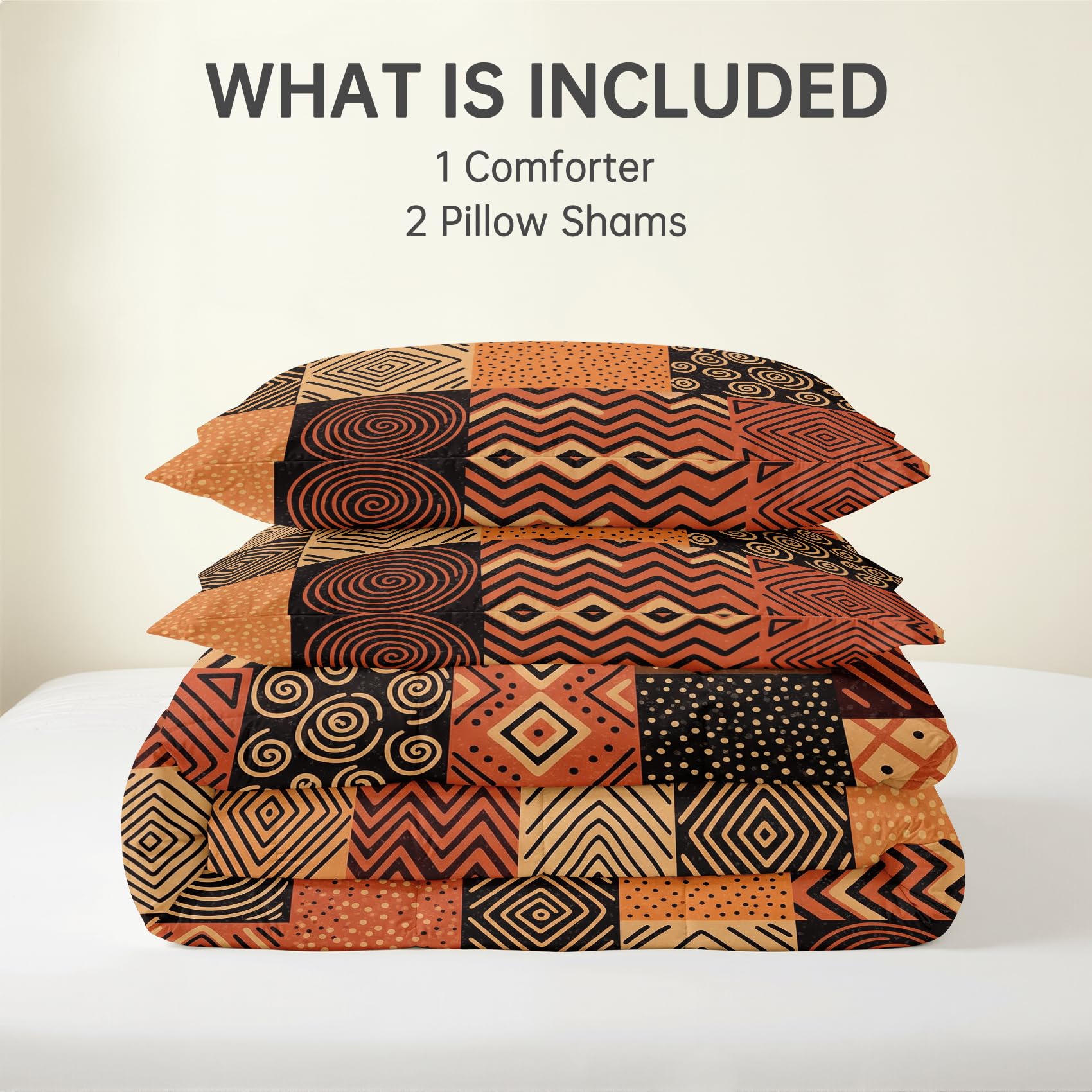 Couette 240x260 4 Saisons Africaine, Duvet 2 Personnes Douce Légère et Chaude, Couette Imprimée Réversible Ethnique Tribal, Edredon avec 2 Taies d'oreiller