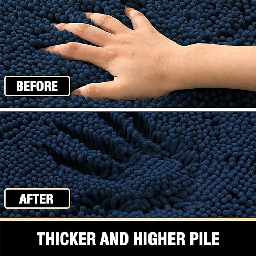 Miniatura 3 de H.VERSAILTEX - Tapete de felpilla para el baño, muy suave y absorbente, tapete antideslizante de pelo, de secado rápido, lavable y de microfibra, 17