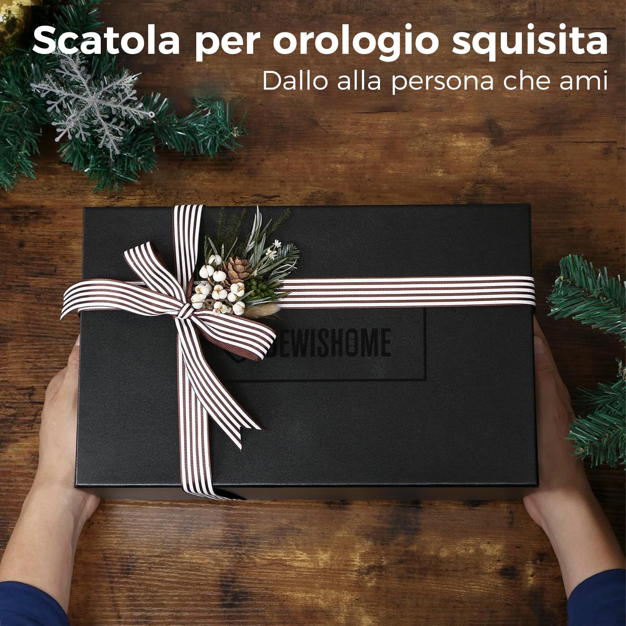 BEWISHOME Scatola per Orologi Portaorologi Uomo con 20 Scomparti Marrone | Lusso Scatola per Orologi con Coperchio in Vetro e Cuscinetti Rimovibili,Interno in Pelle Sintetica Liscia,Idea Regalo