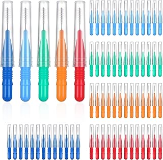 KLEBREIS 70 Pieces Interdental Brushes, Slim Dental Floss Brushes, Toothpick Tooth Flossing Head Oral Dental Hygiene Brush, Tooth Cleaning Tools for Braces