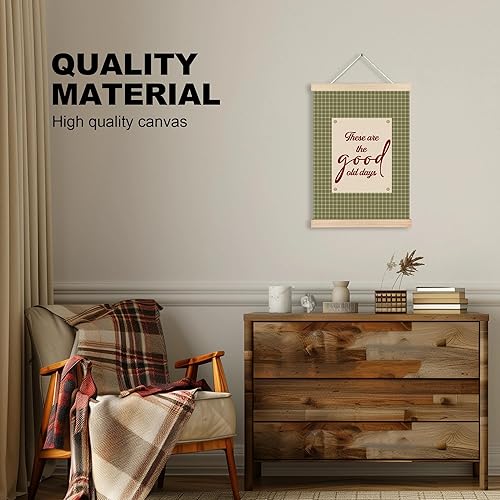 Miniatura 3 de MVLJG These Are the Good Old Days Wall Art Poster, Inspirational Retro Olive Green Plaid Canvas Prints Hanging Wall Decor for Home Office Kids Room