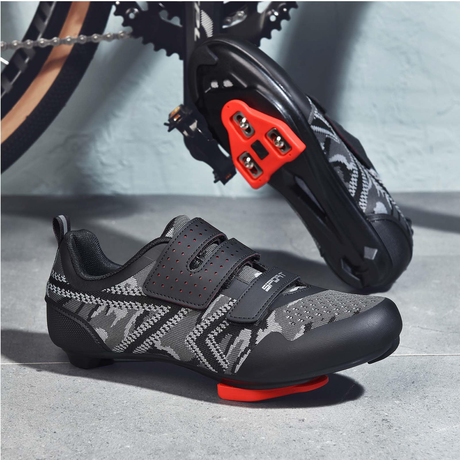SDEQA Fahrradschuhe Herren Radschuhe Damen Atmungsaktive Kompatibel mit Peloton Look SPD SPD-SL Delta Lock Pedal Radsportschuhe Spin MTB Schuhe