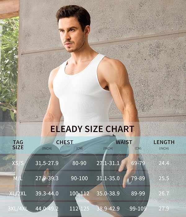 Eleady Sleeveless Compression Shirt Mens Shaper Tank Top Slim Fit Slimming Undershirt - White,X-Large/XX-Large by Eleady - Used condition - Image 6