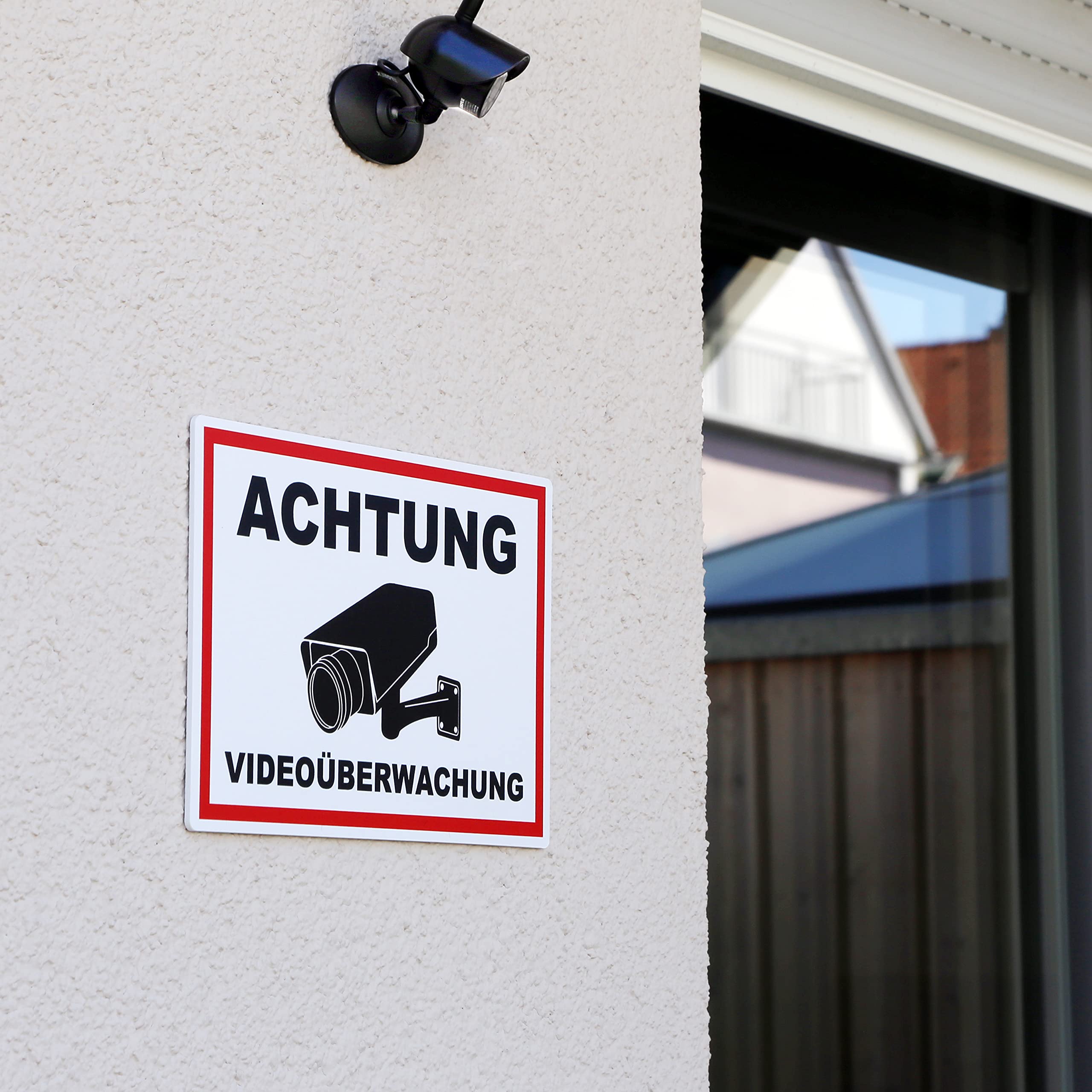 STROBO 3 Stück XXL Achtung Videoüberwachung Hinweisschild | Stabile 5mm Hartschaumplatte als 40x30cm Schild mit UV-Schutz für den Außenbereich