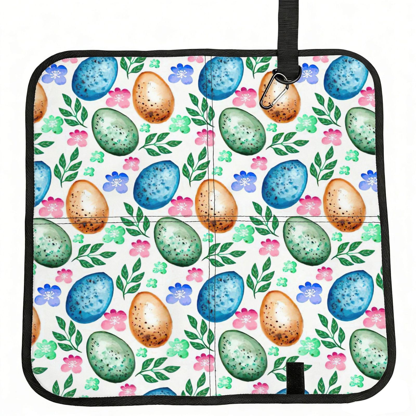 bghdfa Easter Eggs Print Outdoor Sitting Mat Waterproof Oxford Cloth Seat Cushion Folding Foam Camping Seat For Picnic