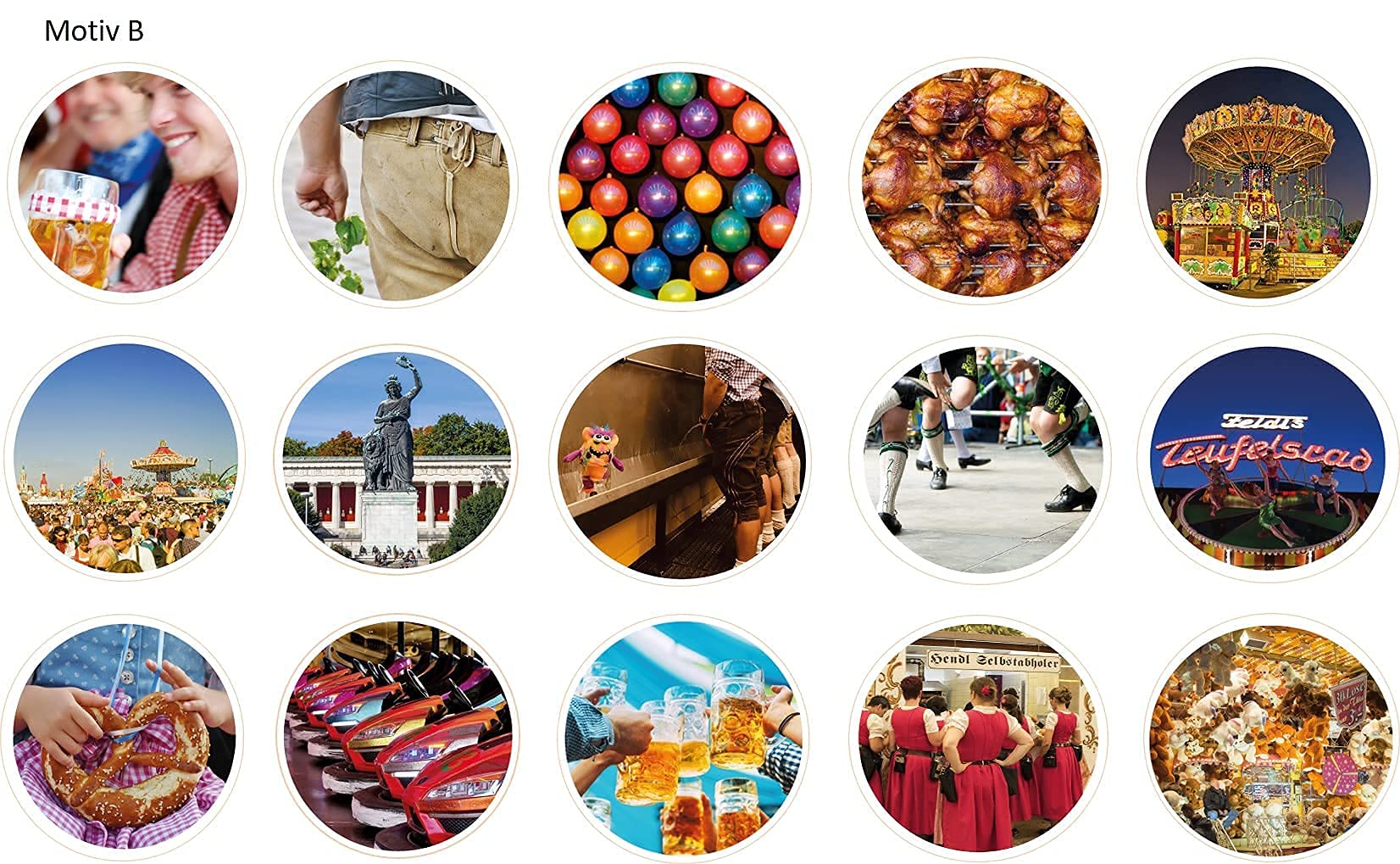 Set 15 Sottobicchieri In Feltro Per Birra - Motivi Oktoberfest, Diametro 9 Cm, Assorbenti E Colorati - Foto 2