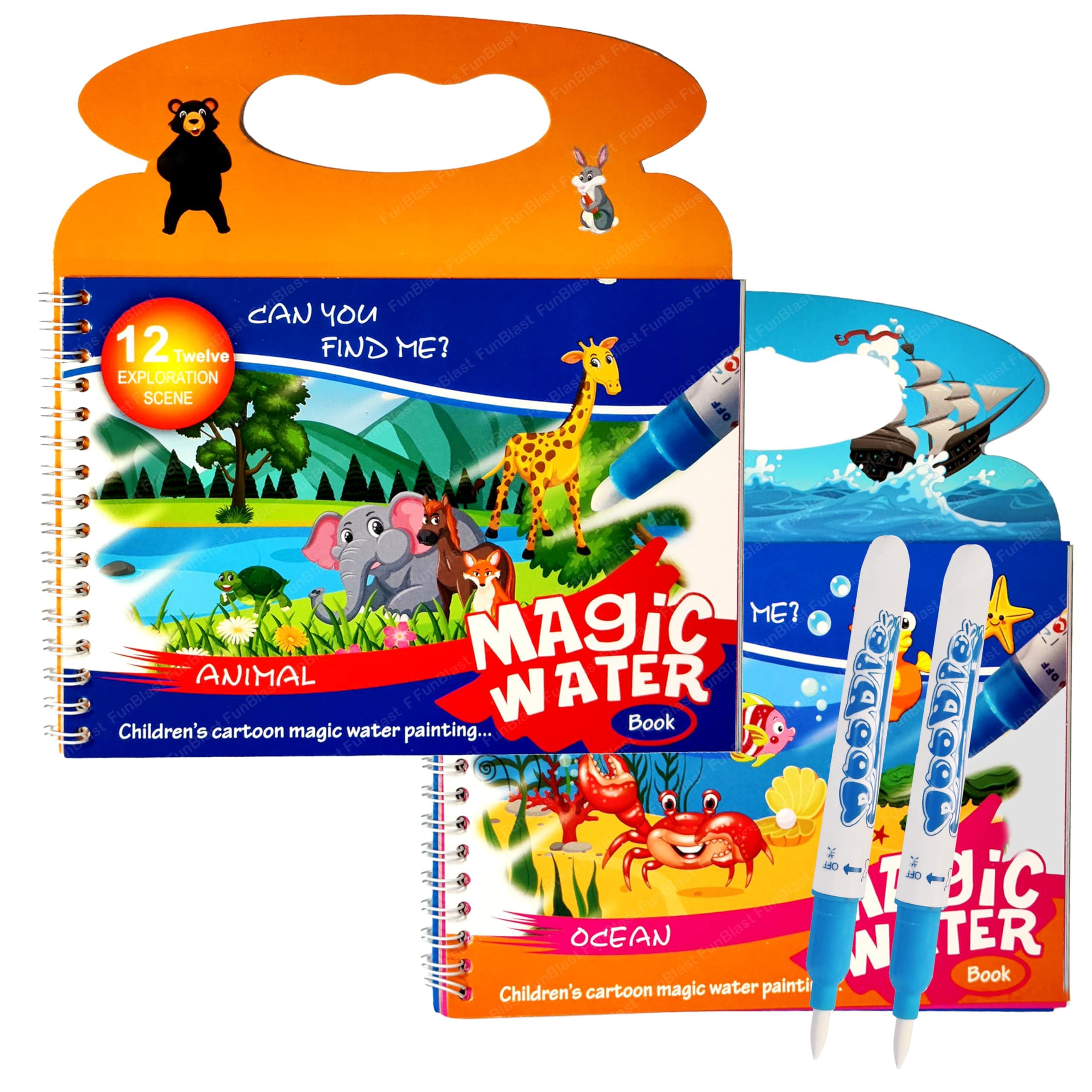 FunBlast Magic Water Book with Magical Pen for Kids - Reusable Painting Scrap Kit, Water Coloring Drawing Sheets for Kids, Learning and Educational Kit for Kids (Animal+Ocean) (B0D2HQ9PHQ) Amazon Price History, Amazon Price Tracker