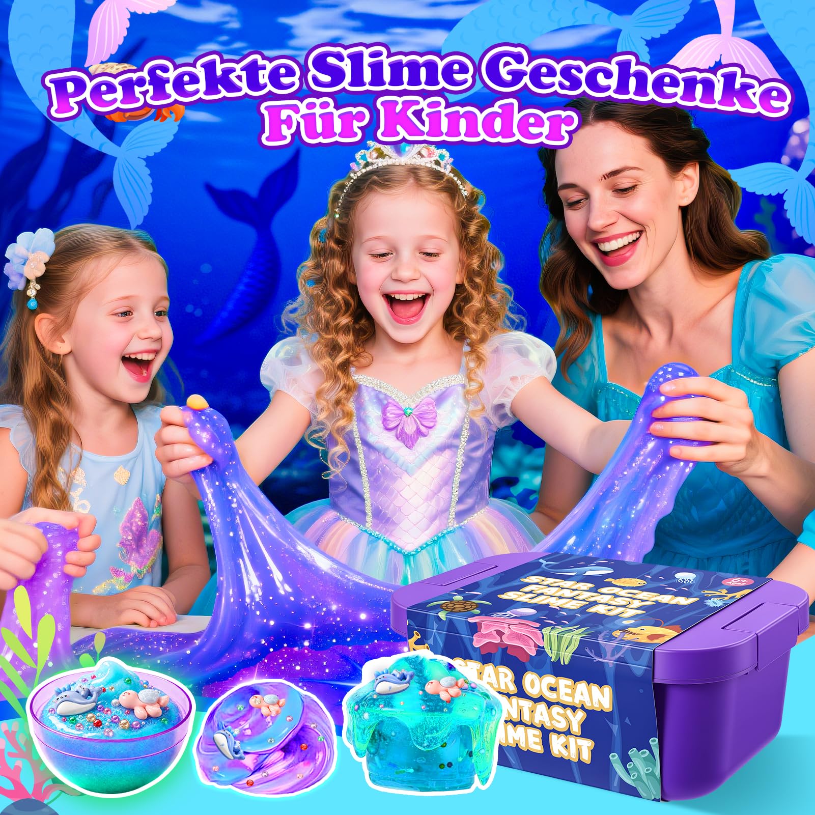 iKidiki Schleim Kinder, Galaxy Ozean Schleim Selber Machen Set Spielzeug ab 6 7 8 9 10 11 12 Jahre Mädchen Jungen DIY Slime Kindergeburtstag Geschenk Mädchen 6-12 Jahre Slime Set zum Selbermachen