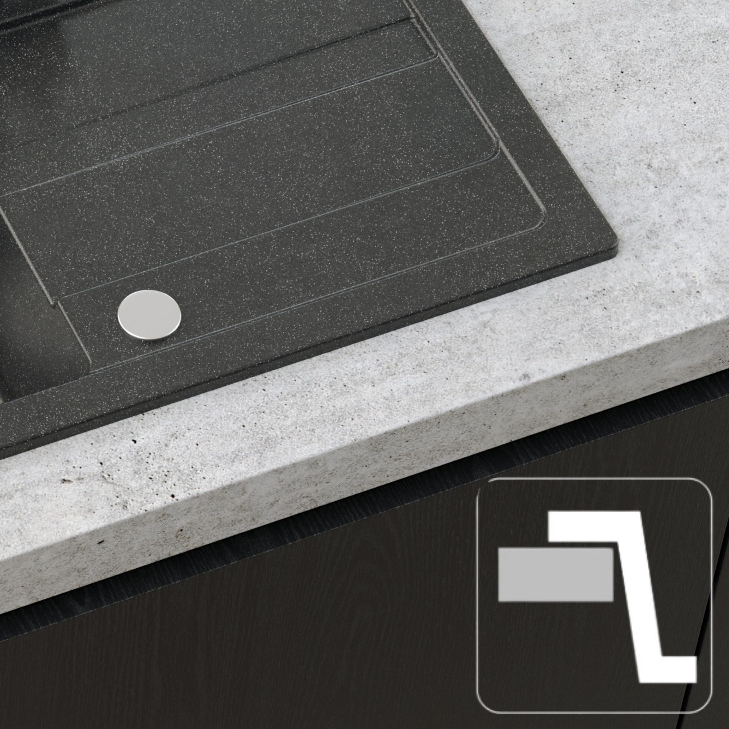 QUADRON | GO MAX | Lavello in granito | 1 vasca | Dimensioni: 77 x 44 x 17,6 | Mobile base di: 50 cm (proprio)
