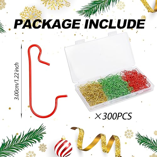 Miniatura 8 de OCTERIC 300 ganchos de metal para adornos de Navidad, ganchos en forma de C para árboles, bolas, decoraciones colgantes de Navidad (verde)