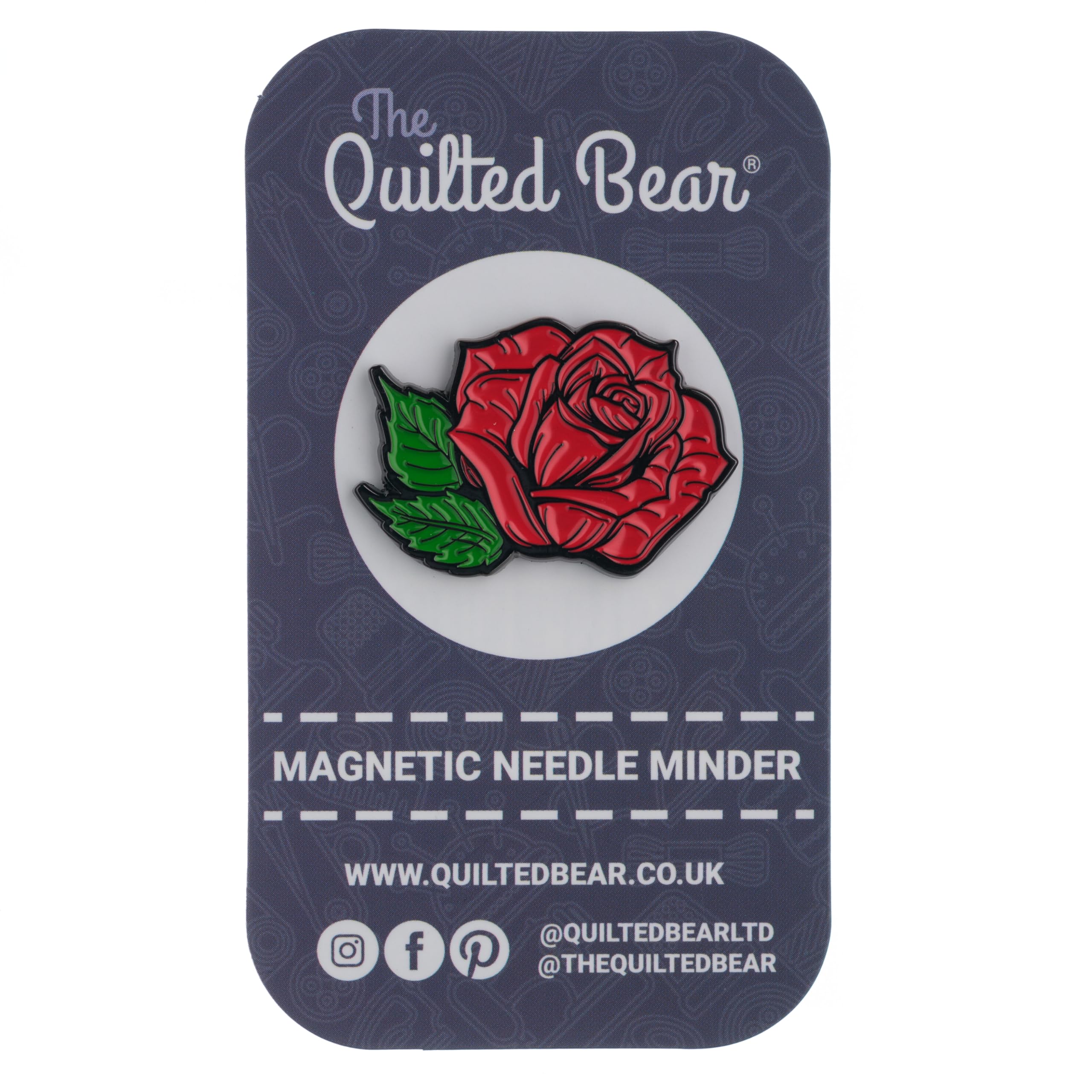 The Quilted Bear Needle Minders - Magnetic Enamel Needle Keeper for Sewing Pins, Sewing Needles, Embroidery Needles, Cross Stitch Needles - Rose