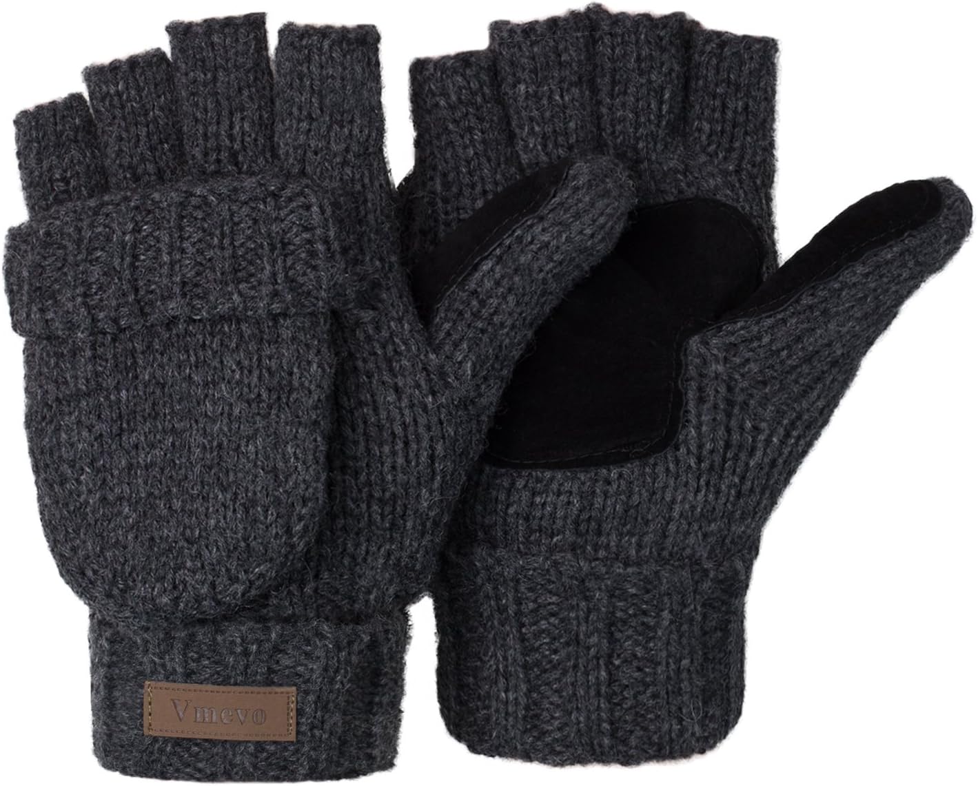 Winter Knitted Convertible Fingerless Gloves Unisex Warm Wool Mitten Glove for Women and Men