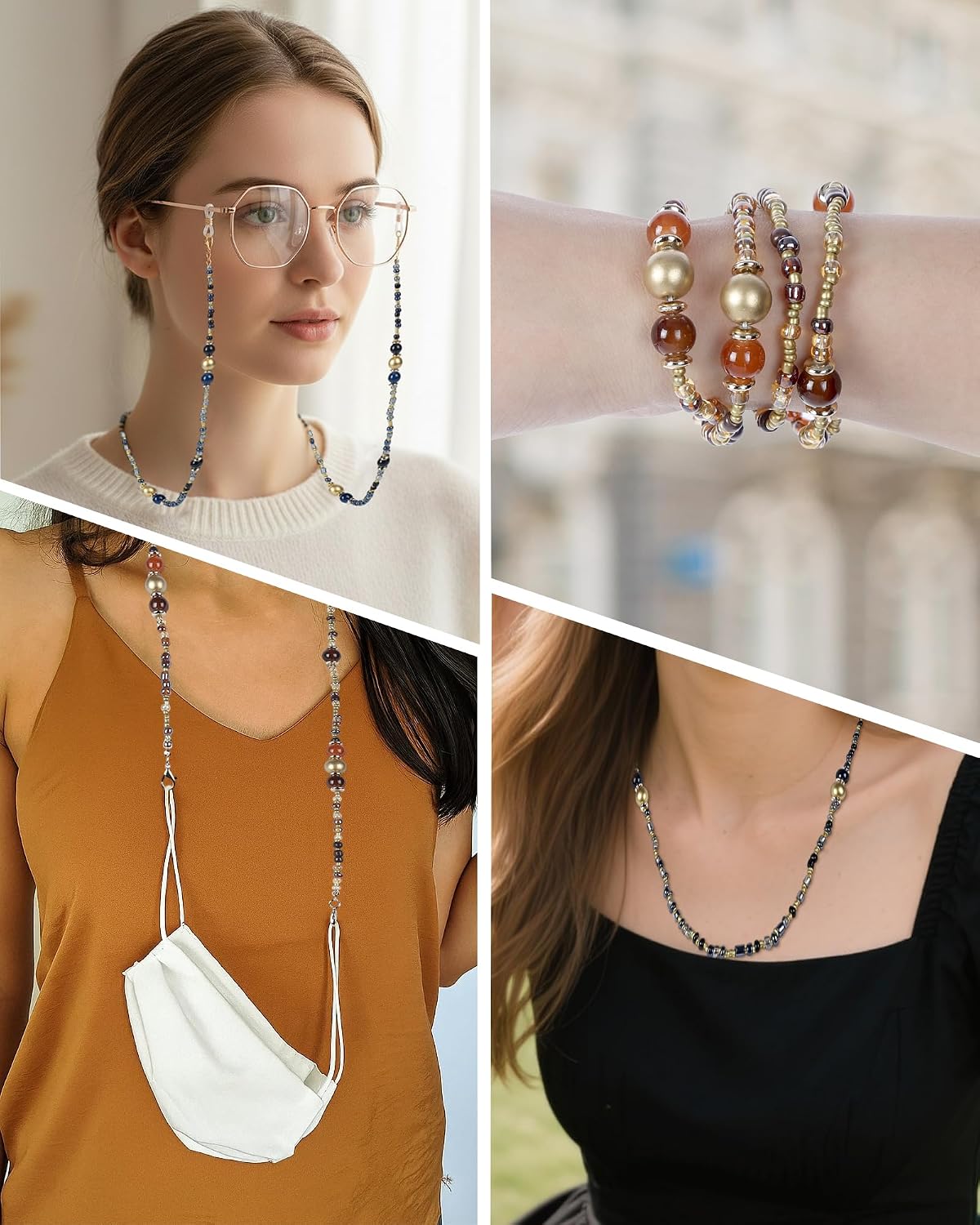 Beaded Glasses Chain for Women - Eyeglasses Holders Around Neck Sunglasses Lanyard for Eyewear Retainer Strap