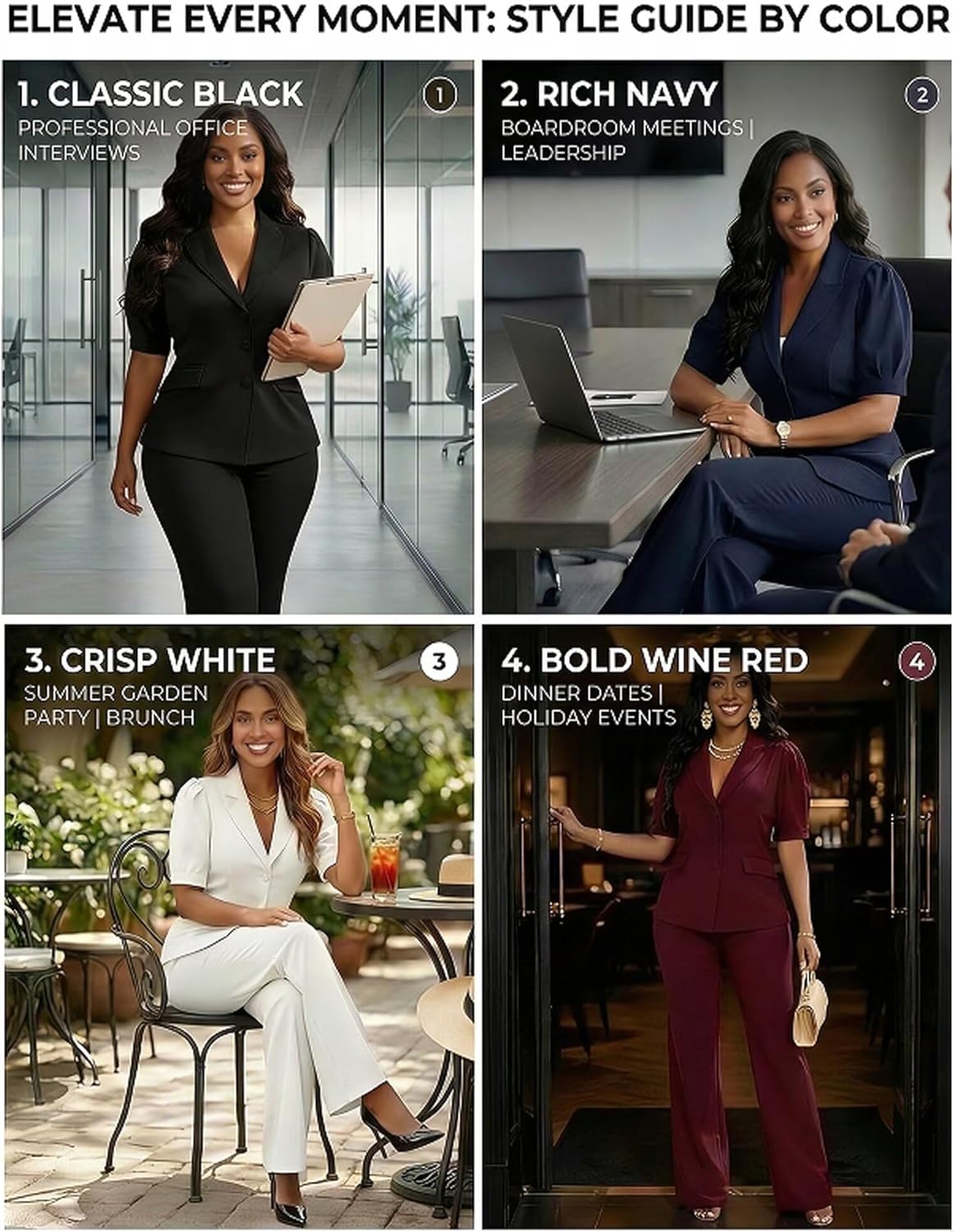 Kafiloe Pant Suits for Women Dressy Elegant Short Sleeve Blazer Suit 2 Piece Set Business Casual Outfits