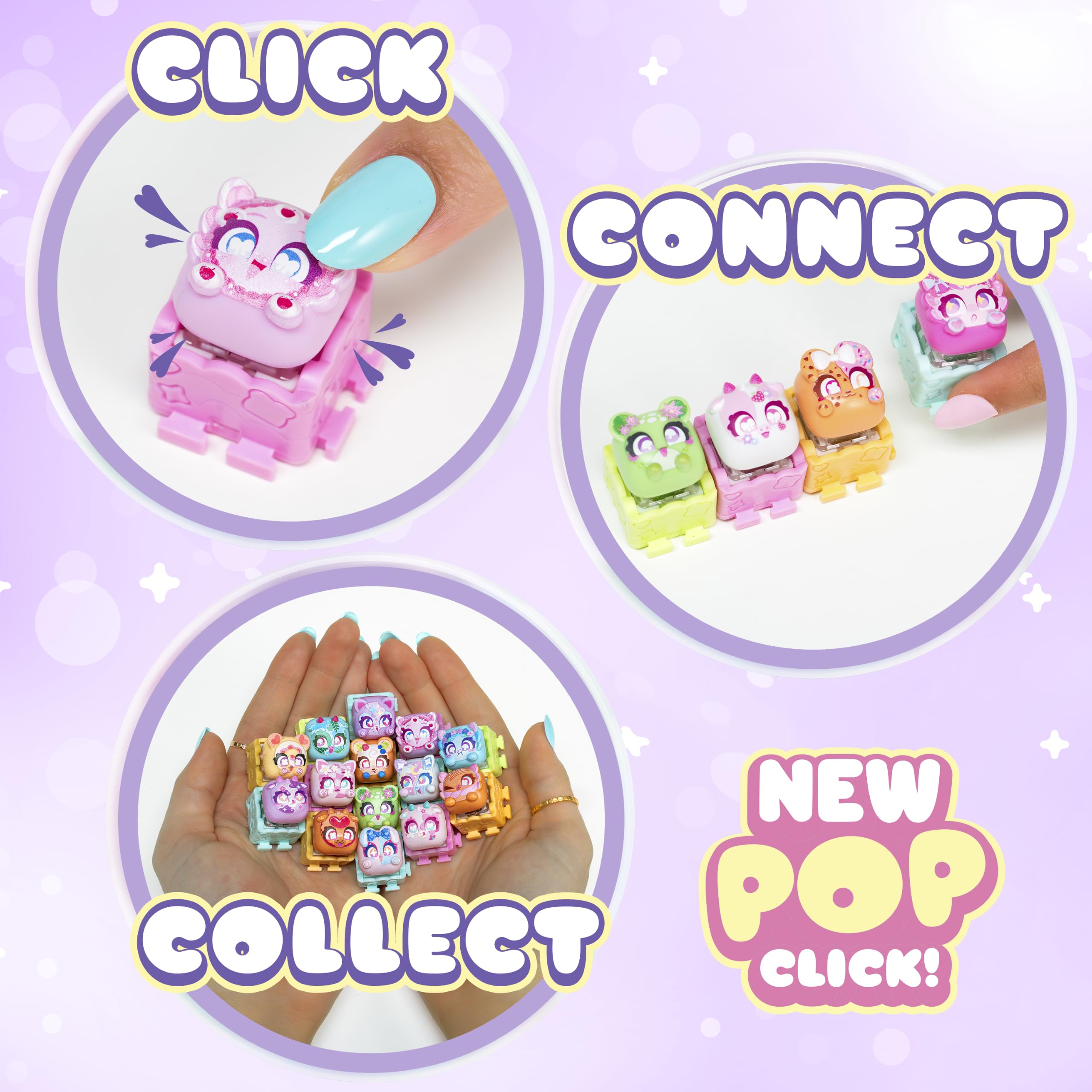 Clickeez Mega Pack de teclado serie 3 | Incluye una funda de coleccionista de teclado y 12 Clickeez con temática de burbujas (incluyendo 3 iluminados) | Coleccionables con clic | A partir de 6 años