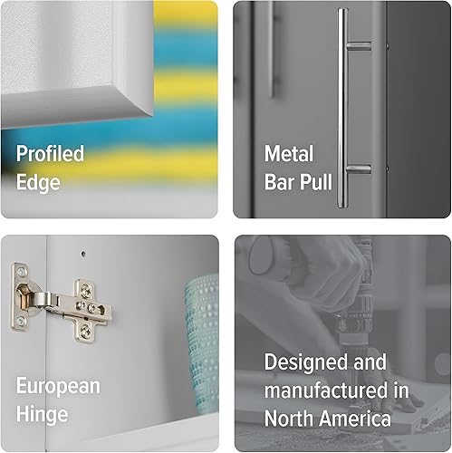 Miniatura 5 de Prepac Elite - Armario de almacenamiento montado en la pared de 3 puertas, 54 pulgadas de ancho x 24 pulgadas de alto x 12 pulgadas de profundidad,