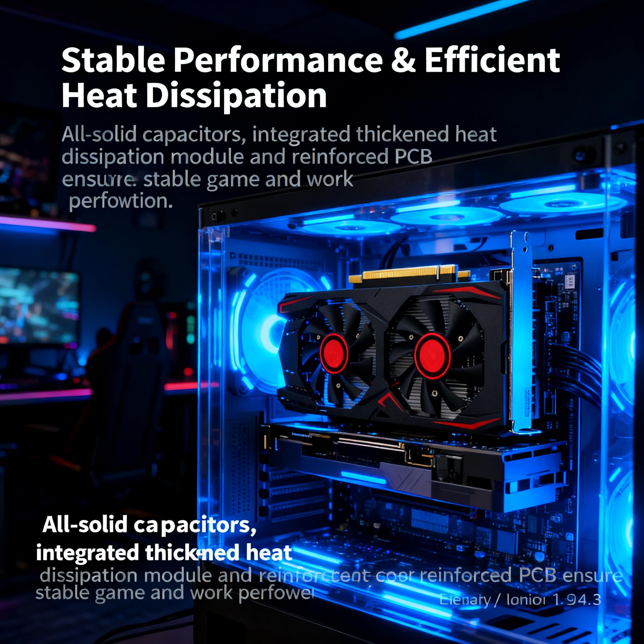 POCREATION GPU da gioco 6GB GDDR5 192BIT con raffreddamento efficiente e silenzioso PCI Express 2.0 per PC Gaming Work Video Editing DVI VGA DirectX 11