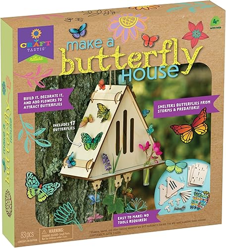Craft-Tastic  Haz una casa de mariposas  Artesanía natural de bricolaje  No necesita herramientas  Decora tu casa con flores  A partir de 4 años con