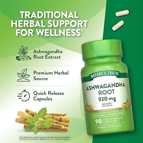 Miniatura 5 de Nature's Truth Cápsulas de suplemento Ashwagandha 90 unidades Sin OMG y sin gluten