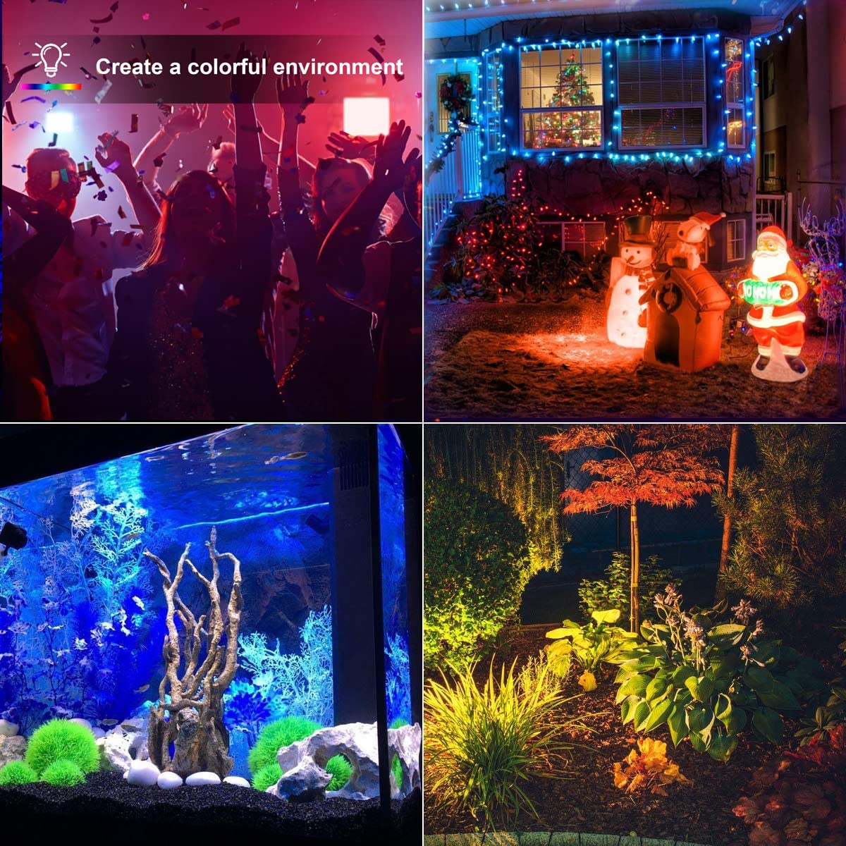 Faretto RGB con telecomando, 50 W, colore cangiante, 16 colori, 4 modalità, IP65, impermeabile, per giardino, garage, albero, matrimoni, luci d'atmosfera