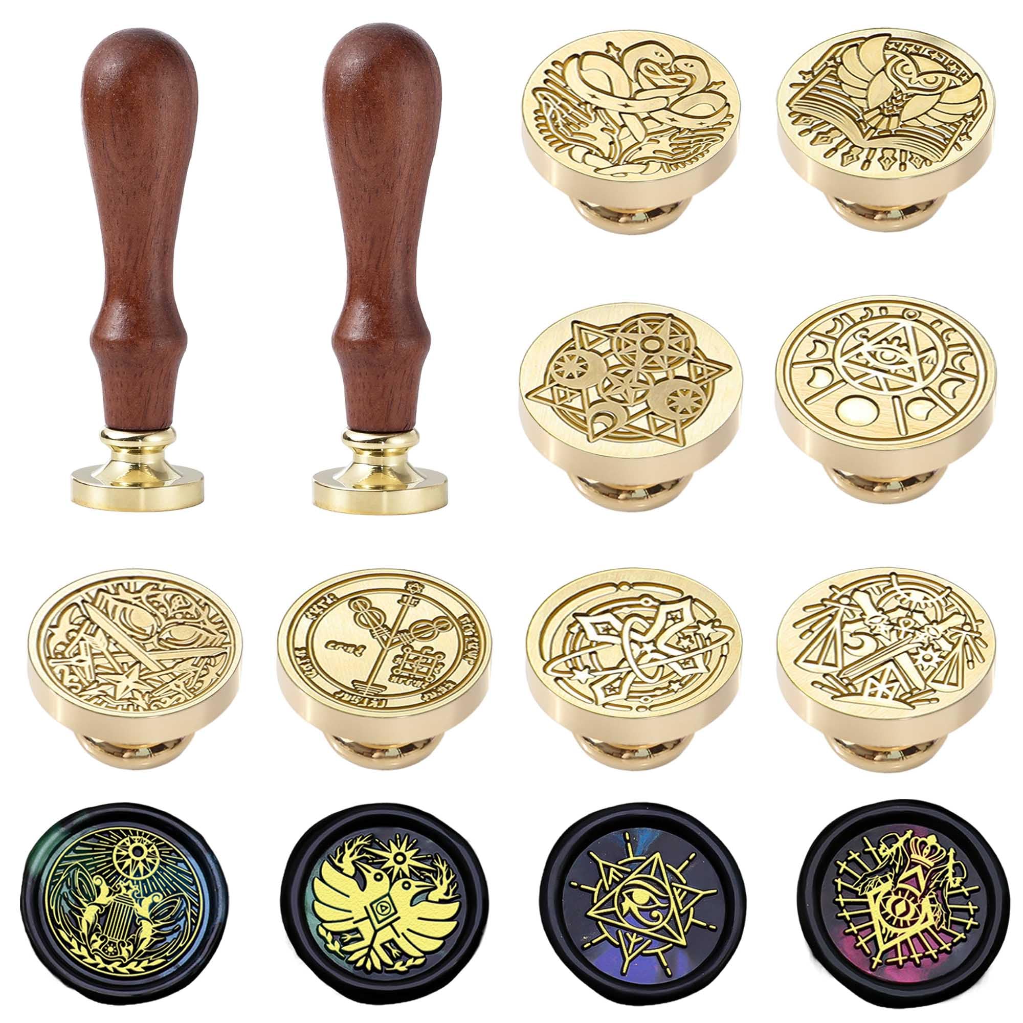 Wax Seal Stamp Set,12 Pcs Vintage 0.98 inch (22 mm) Sealing Wax Stamps with Mythological and Legendary Designs for Envelope Letters and Craft DIY
