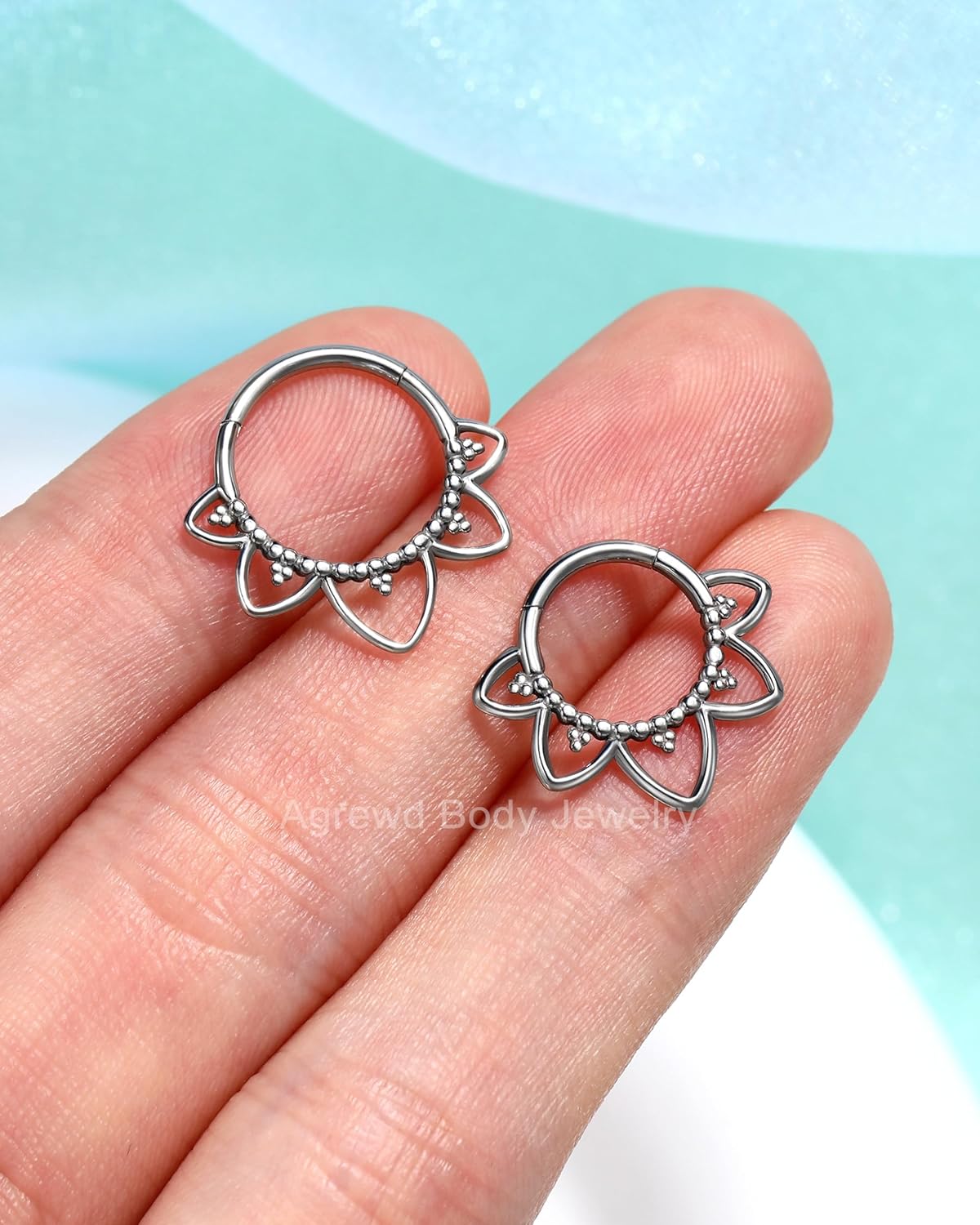 Minimalist Lotus G23 Solid Titanium Septum Rings 16G Flower Septum Jewelry Dainty Helix Daith Earrings for Women Daith Piercing Jewelry Surgical Steel Hypoallergenic - Image 6