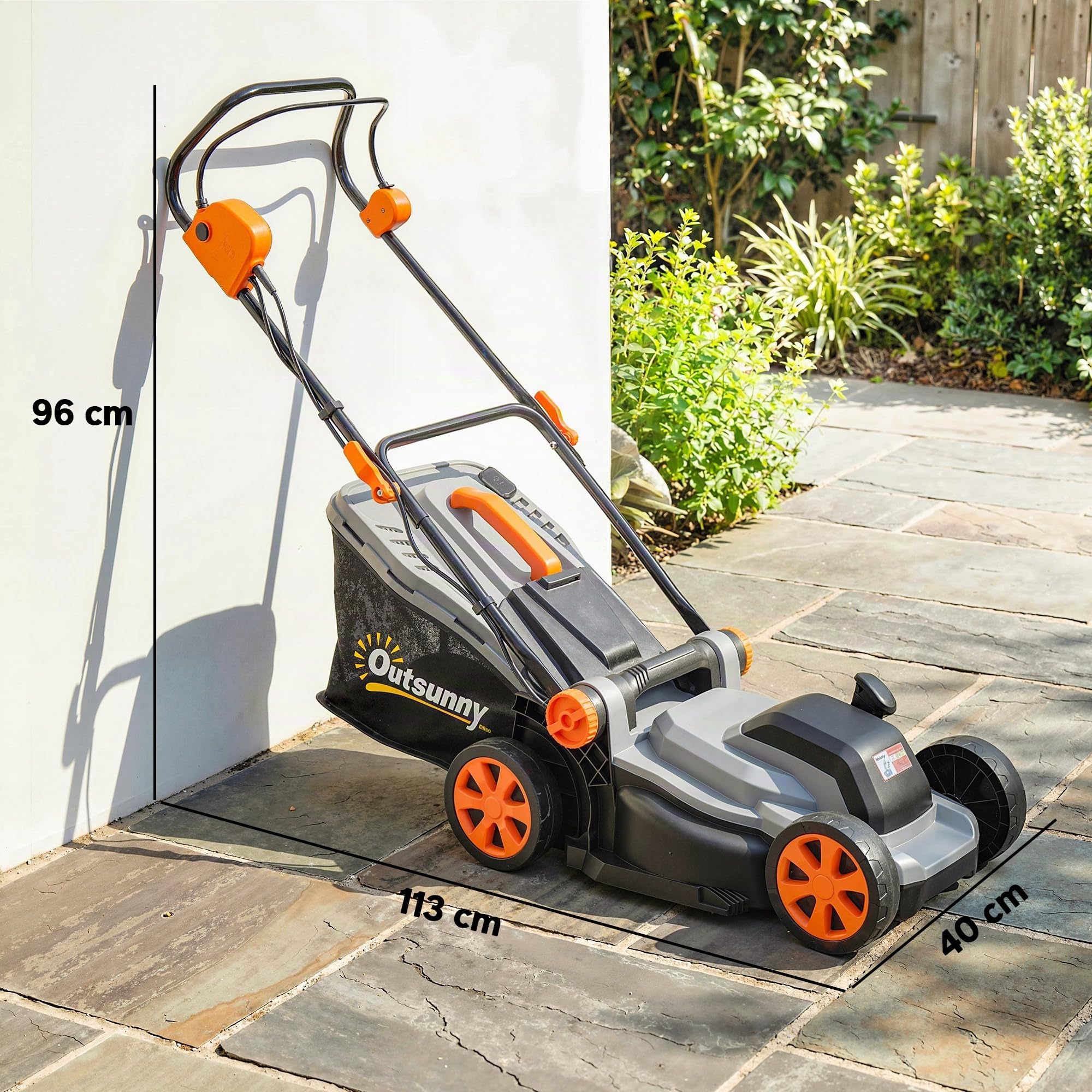 Outsunny Tondeuse électrique 1200W 34cm largeur de coupe sac 35L