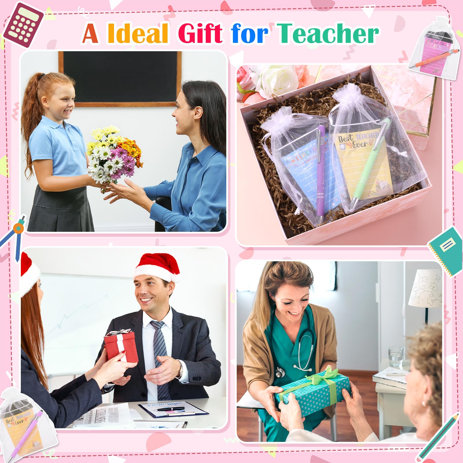 108 foglietti adesivi per insegnanti con penne ispiratrici, divertenti quaderni motivazionali, regalo di ringraziamento per insegnanti, colleghi, dipendenti, infermieri, forniture per ufficio