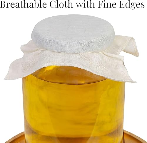 Miniatura 4 de Cornucopia Brands Kombucha Jar Cloth Covers (4-Pack); Unbleached Muslin Cloth Covers w/Rubber Bands, Custom Size for Kombucha Jars