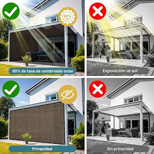 Miniatura 6 de Shade&Beyond - Tela de sombra con 90% de protección solar y ojales, toldo para pérgola, protector solar de lona de malla para patio, exteriores, Moca