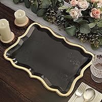 Vista 6 de Efavormart - Paquete de 10 bandejas desechables para servir con borde negro/dorado, resistentes de papel rectangular de 14 x 10 pulgadas