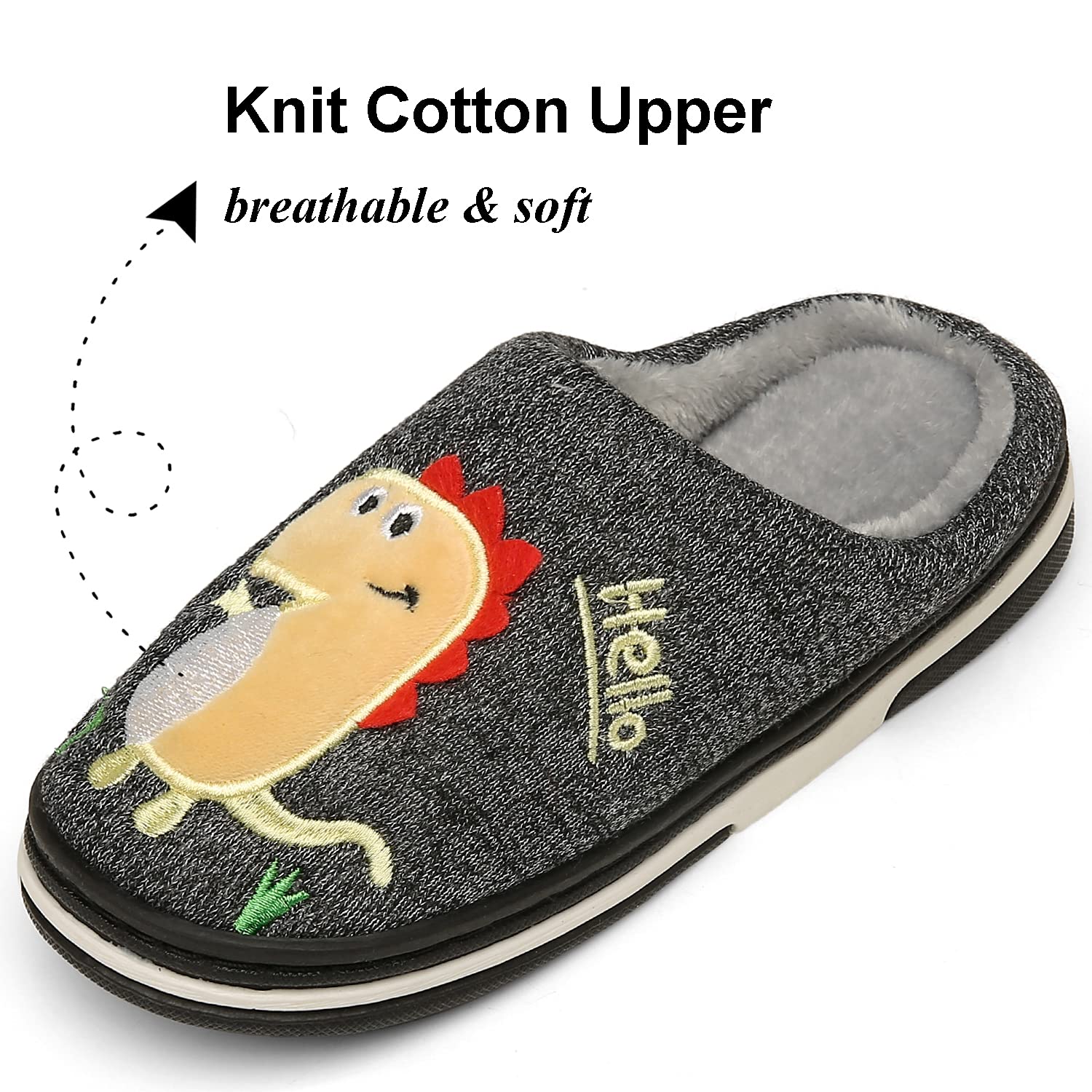 INMINPIN Inverno Pantofole da Casa Bambini Caldo Peluche Pantofola da Invernali Carino Dinosauro Comode Ciabatte Interne di Cotone per Ragazze Ragazzi