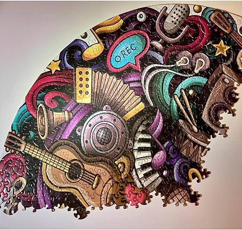 Miniatura 3 de Rompecabezas redondo de 1000 piezas para adultos, rompecabezas musical de graffiti, rompecabezas grueso y resistente, rompecabezas de arte, juego