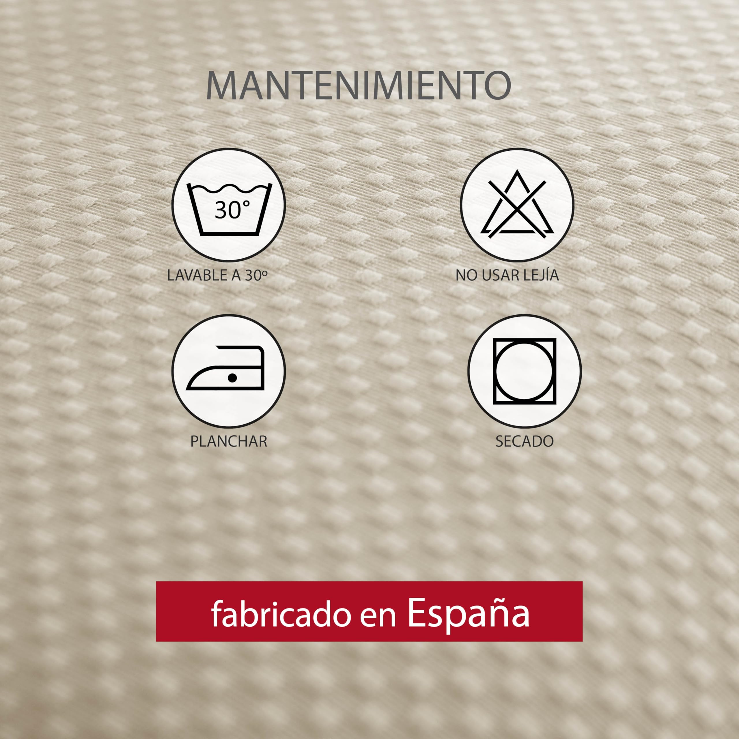 Fundeco | Colcha de Verano Jacquard Cuadros Pequeños Ligera y Transpirable | Alta Resistencia Lavado 60°C | Ideal Hostelería y Hogar | Esquinas Redondeadas (Lionel Beige)
