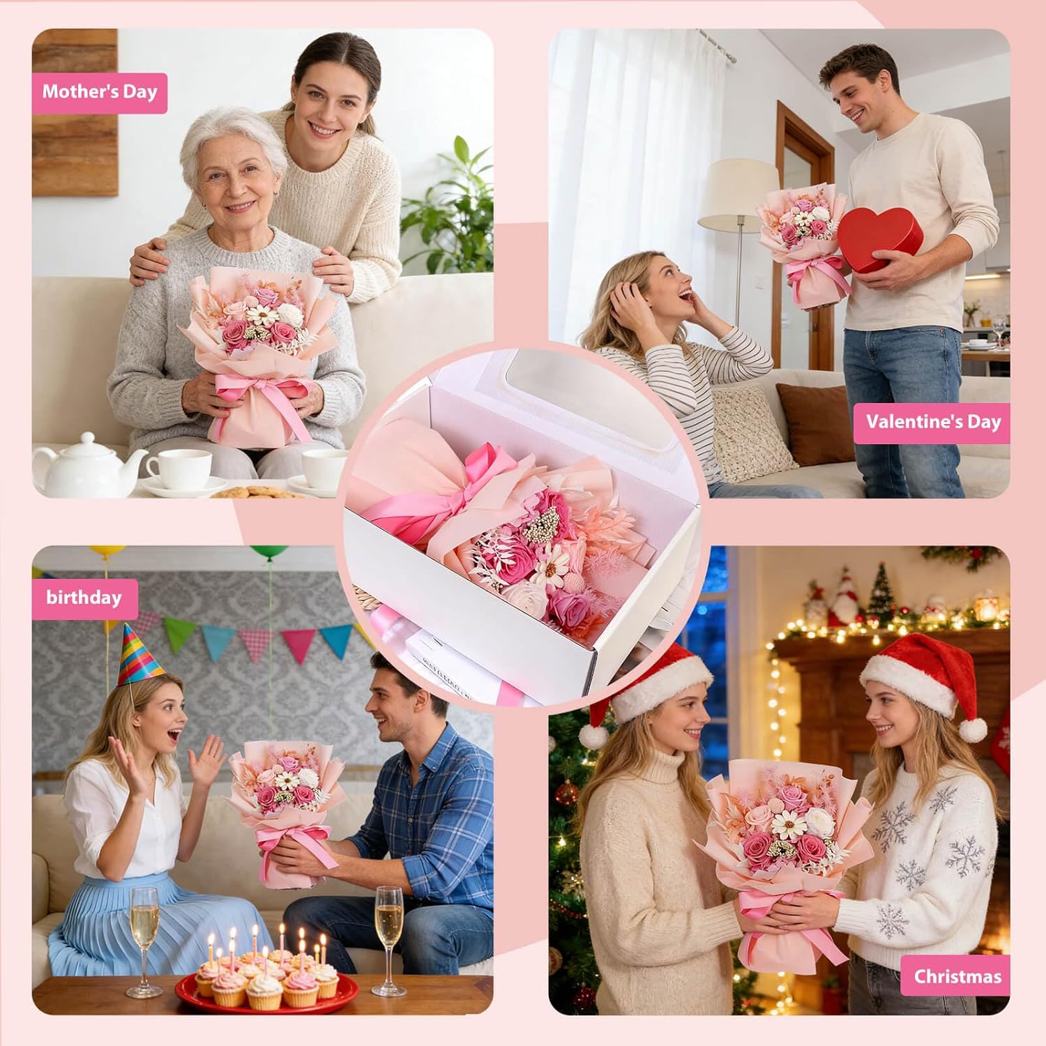 Birthday Gifts for Women Flowers for Delivery Forever Preserved Rose Flowers Fresh Bouquet Anniversary Mothers Day Gifts for Mom Grandma Wife Sister Friend Her