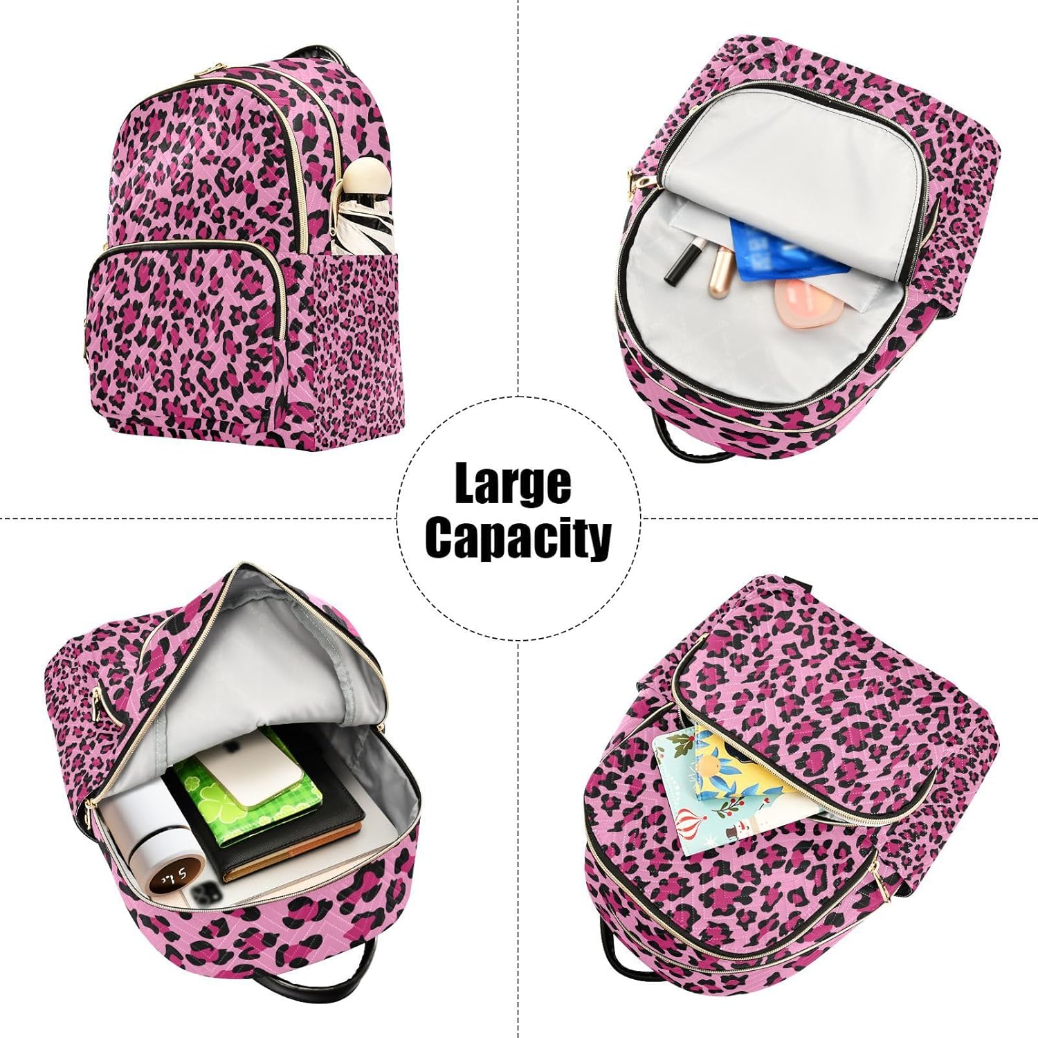 ALAZA Pink Leopard Cheetah Print Mini Backpack Purse for Women Travel Bag Lightweight Shoulder Bag Fashion Daypack31 - Image 5