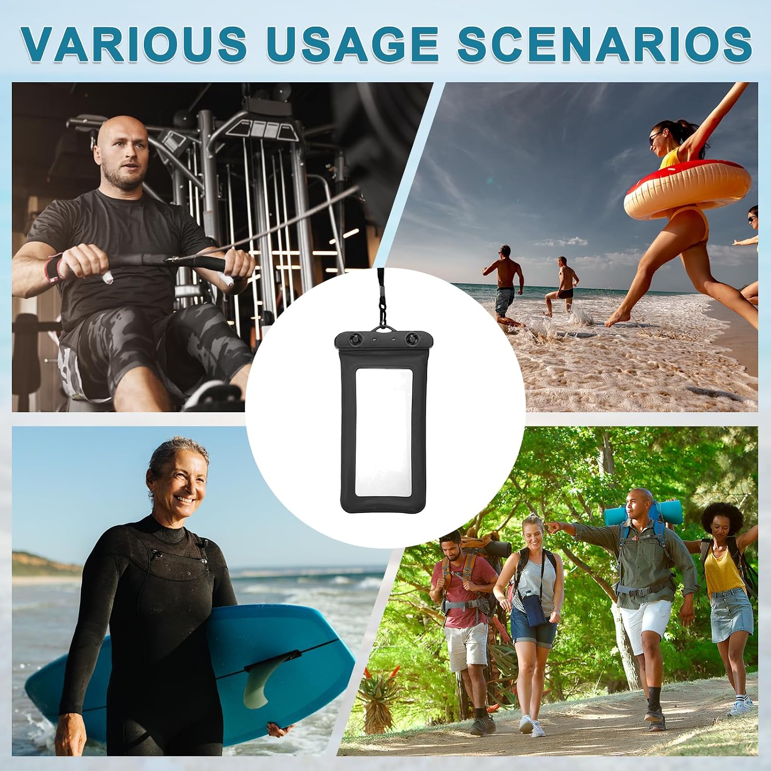PATIKIL 6Pcs Waterproof Phone Pouch Floating No Sink Universal Cellphone Dry Bag Waterproof Phone Case for Kayaking Beach Swimming Hiking, Black